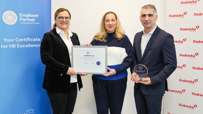 Podravki ponovno dodijeljen certifikat Poslodavac Partner